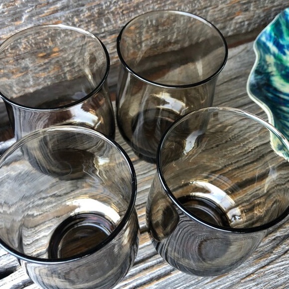 Dominion Glass S/4 Vintage Smokey Brown tumblers Vtg barware kitchenware Retro🤎 - Picture 2 of 11